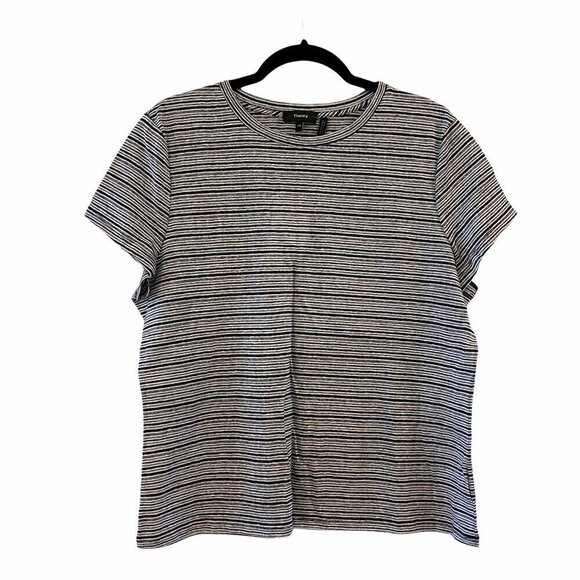 Theory Womens Tiny Tee 2 Navy White Striped Short Sleeve Linen Jersey XXL New - Picture 1 of 6